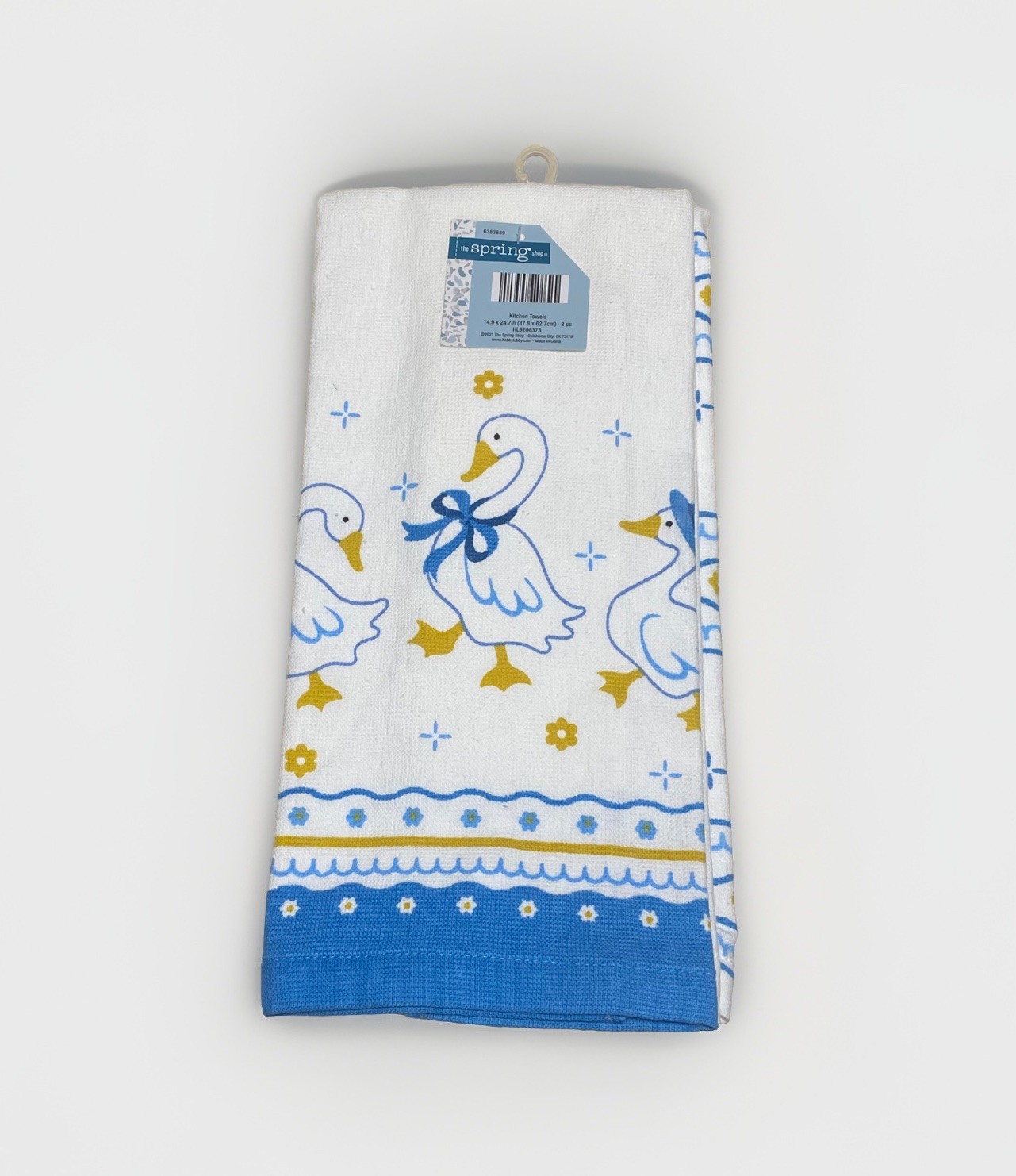 Cottage Goose Kitchen Towels Blue Yellow Geese Ducks Cotton (2) gallery