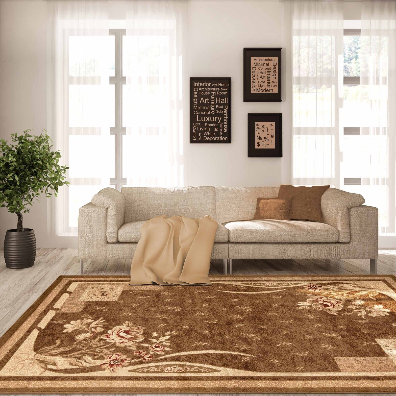Floral Block Contemporary Indoor Rug Runner Carpet 4x6 5x8 7x9 8x10 Area Rugs gallery