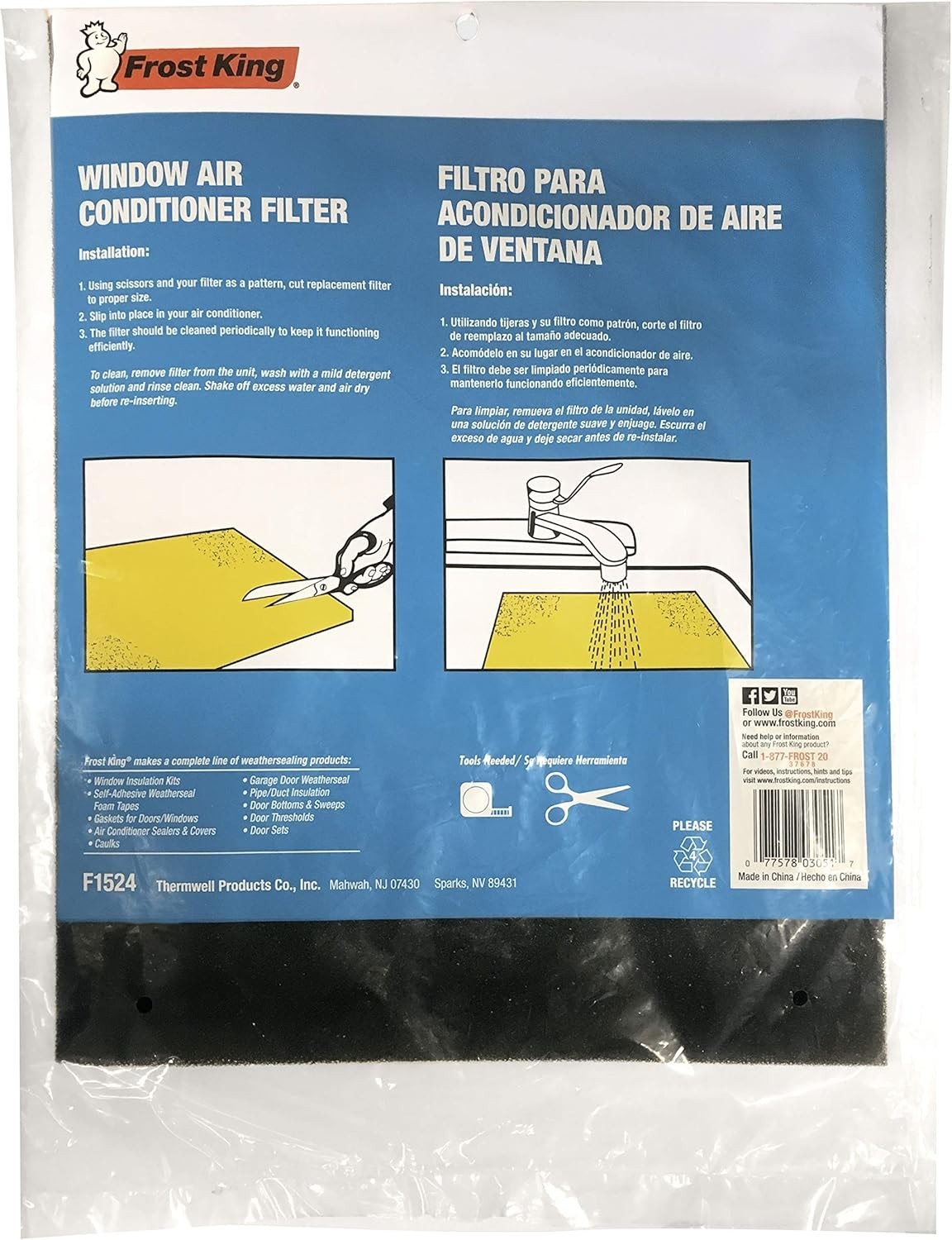 Allergy Relief Open Cell Foam Filter for 15"x24" Air Conditioners - Washable gallery