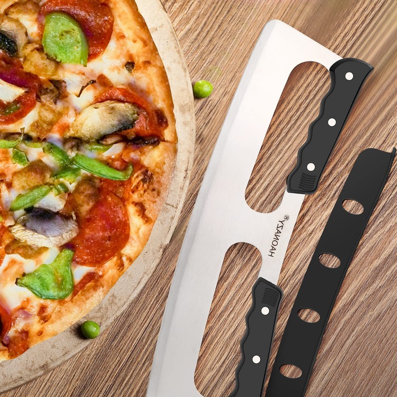 Sharp Pizza Cutter Stainless Steel Rocker Blade Knife Plastic Handle & Cover 14" gallery