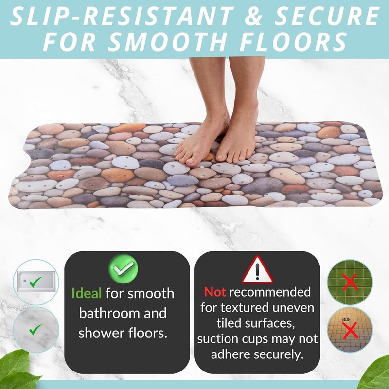 Pebble Stone Bath Mat - 40x16 Inch Rectangular Design gallery