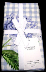 WILLIAMS SONOMA HYDRANGEA GINGHAM NAPKINS 100% COTTON TWILL SET OF 4 FOUR NWTAG