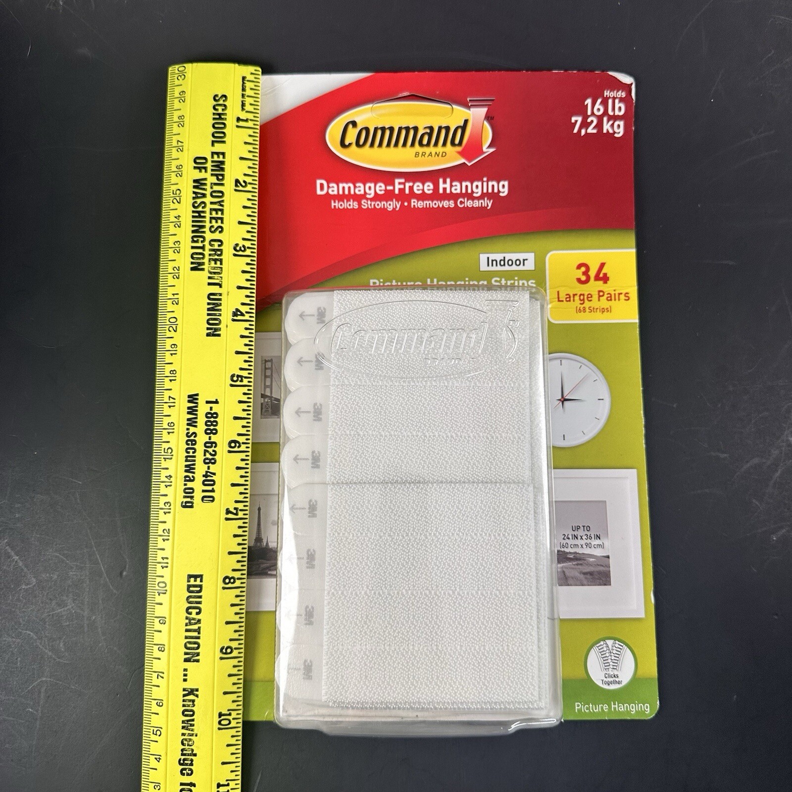 3M Command Picture Hanging Strips Large, 34 Pairs, 68 Strips, Hold 16 lbs Indoor gallery