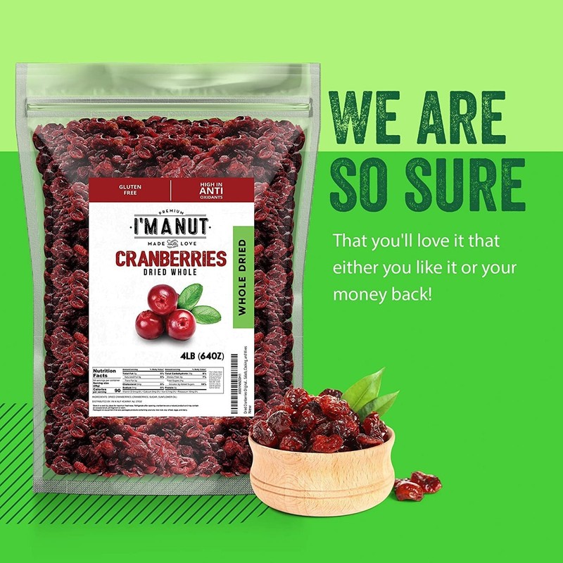 Dried Cranberries 2 Pound 32 oz Batch Tested Gluten & Peanut Free | Resealab... gallery