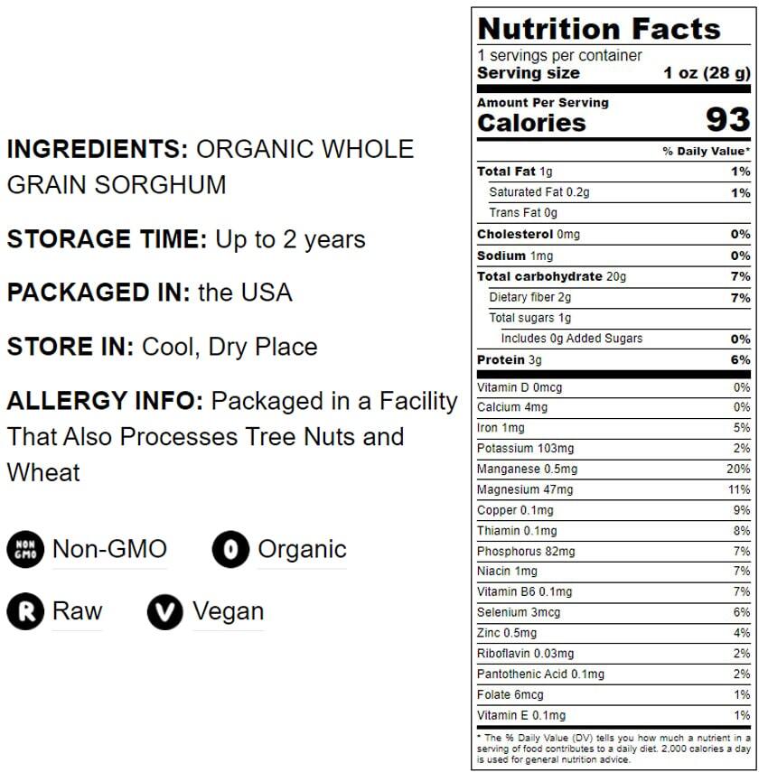 Organic Whole Grain Sorghum — Raw Milo Seeds. Vegan, Bulk Broom-corn gallery