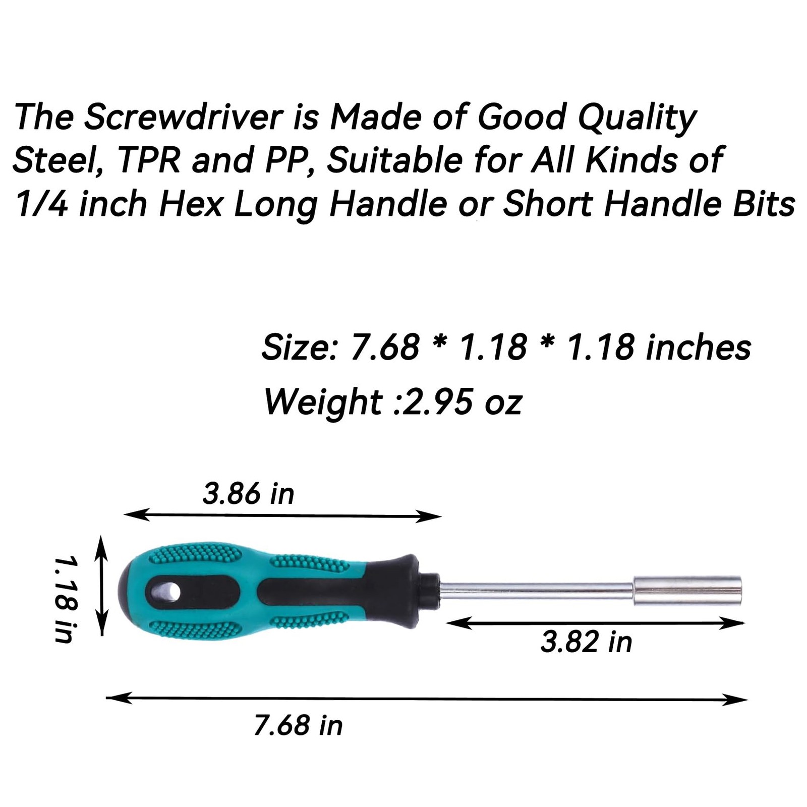 2pc 1/4" Magnetic Bit Driver Handle 190mm Hex Screwdriver Green gallery