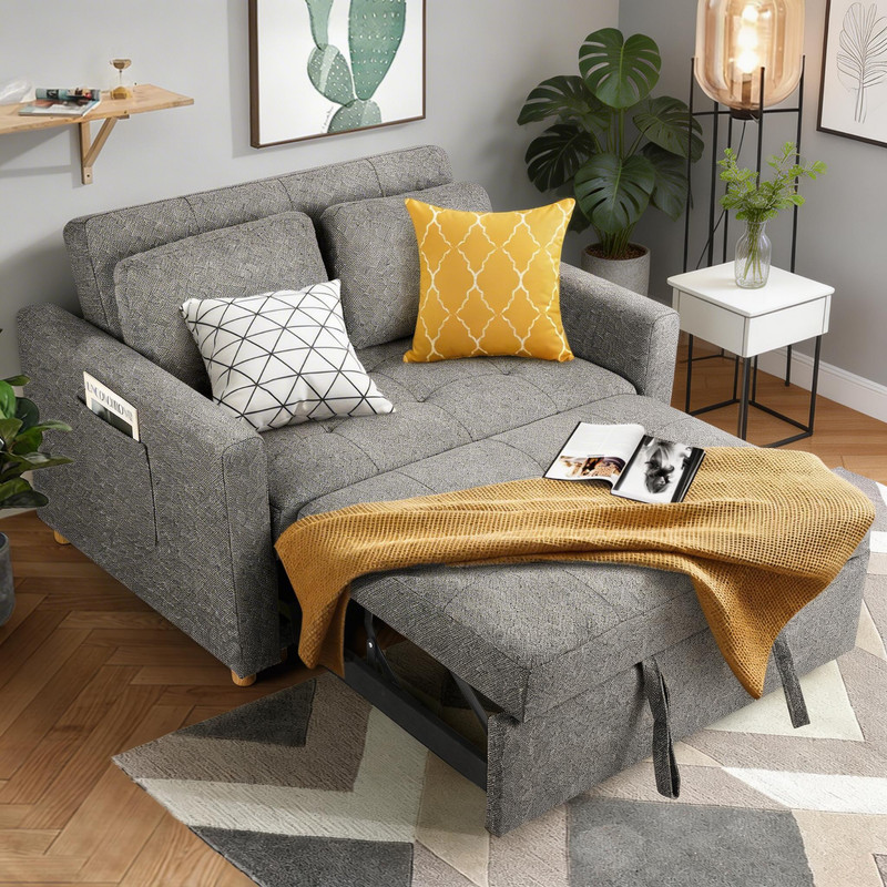 Modern Convertible Comfy Sleeper Sofa 3-in-1 Pull Out Bed Sofa Loveseat Couch US gallery