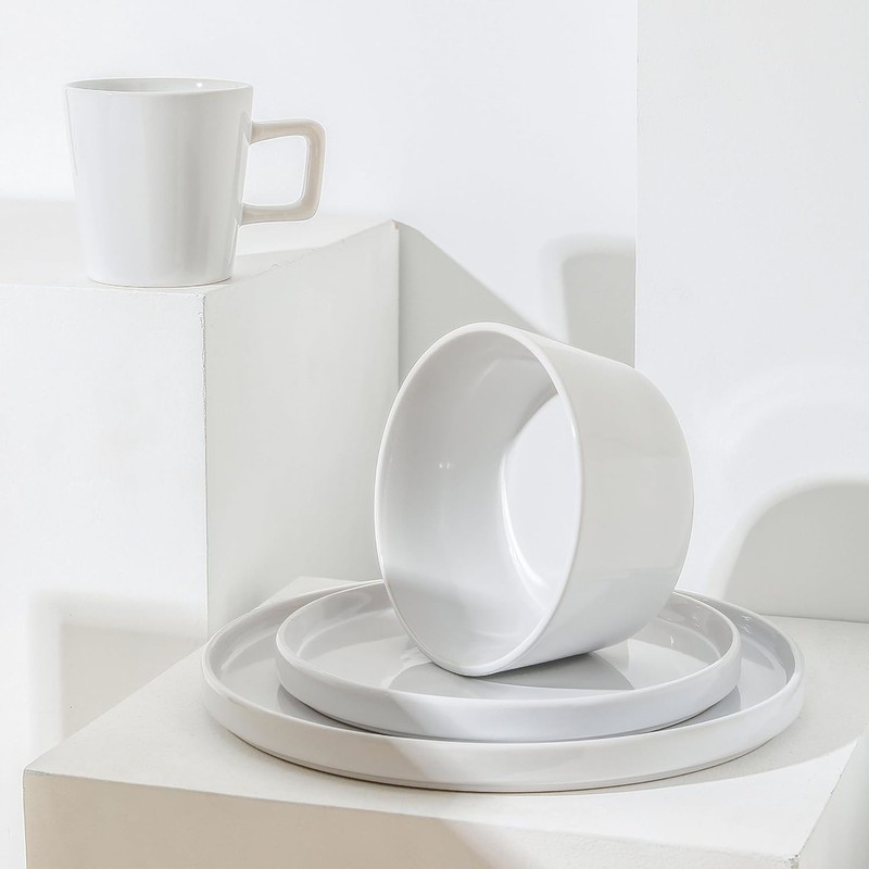 Stone Lain Stoneware 16pcDinnerware Set, Service for 4, White Glossy (Open Box) gallery