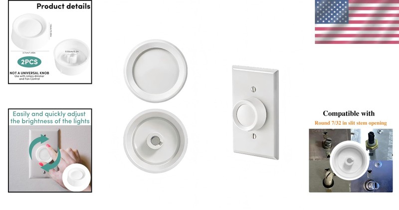 Durable White Rotary Dimmer Knobs - 2 Pack, Perfect for Home Lighting Control gallery