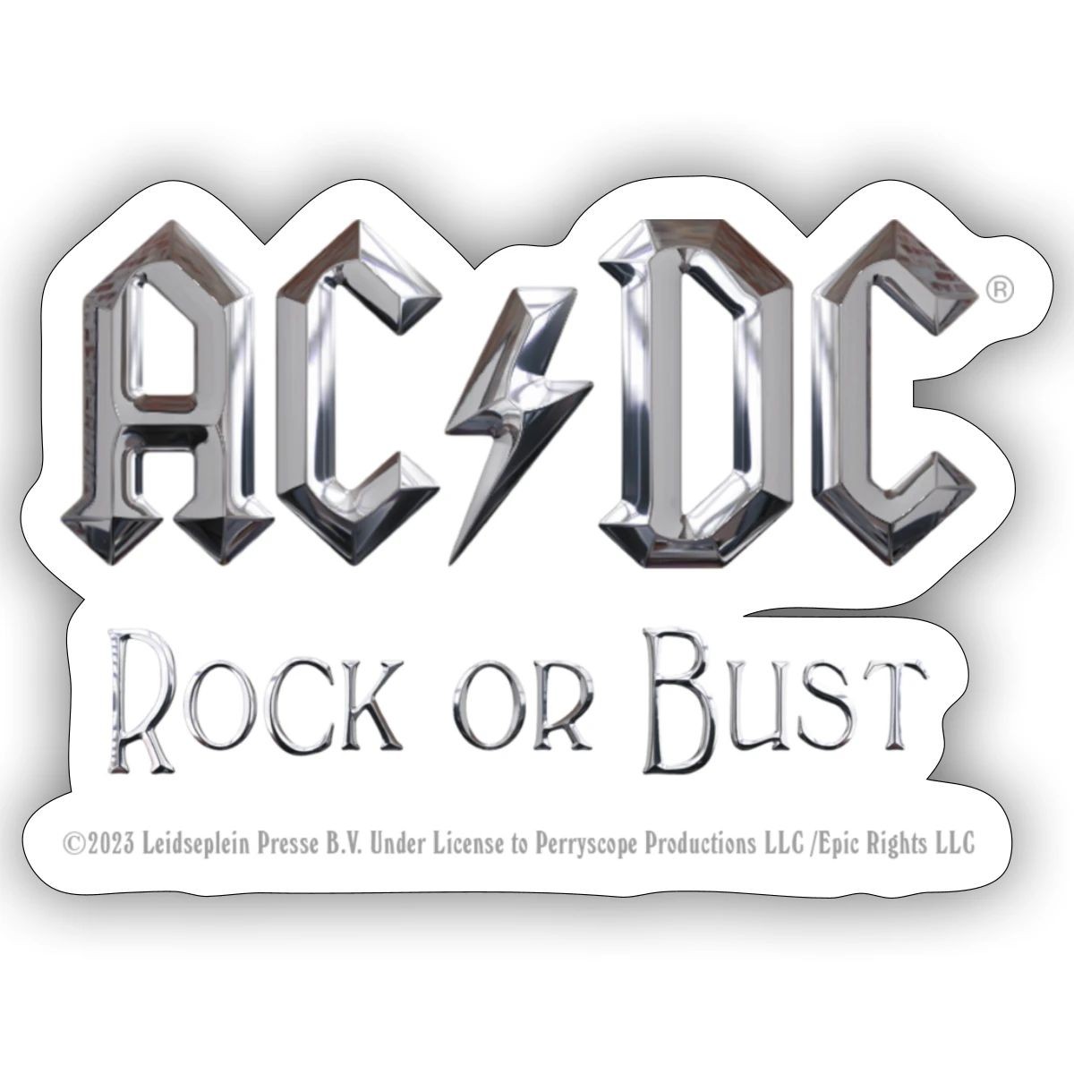 AC/DC Logo In Silver Rock Or Bust Album Sticker, max. 4 x 4" gallery
