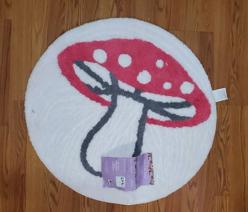 Willow Bath 30" Round Mushroom Rug Nonskid Heavy 2lb 9oz NWT gallery