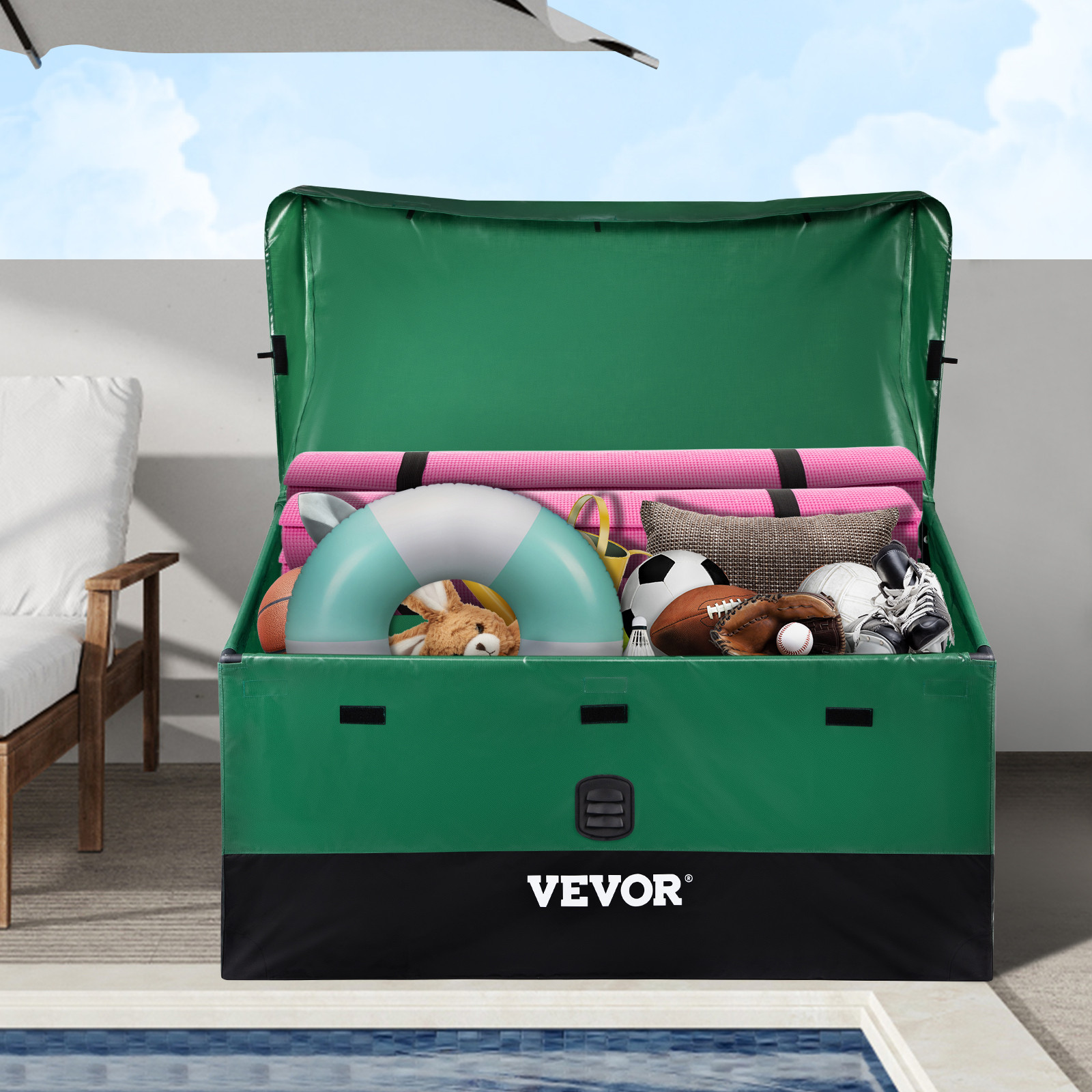 VEVOR Outdoor Storage Box Patio Deck Box 100 Gallon Waterproof PE Tarpaulin gallery