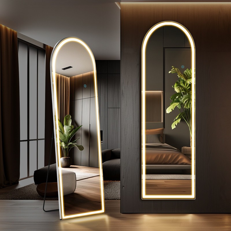 Curved/rectangular LED full-length mirror Floor-length full-length mirror gallery