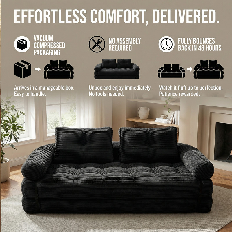 Folding Couch Sofa Bed,Convertible Floor Sofa Loveseat Compressed Boneless Sofa gallery