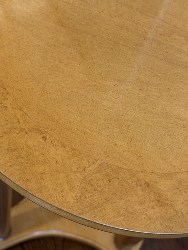 Wood Round Side Table End Table Natural Wood Inlay 16” Dia 24.75”H Plant Stand gallery