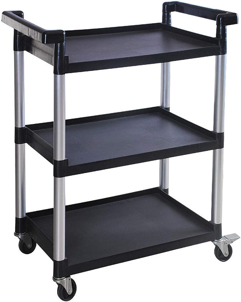 3-Shelf Utility Plastic Cart with Wheels-225 Lbs Maximum Capacity , Black gallery