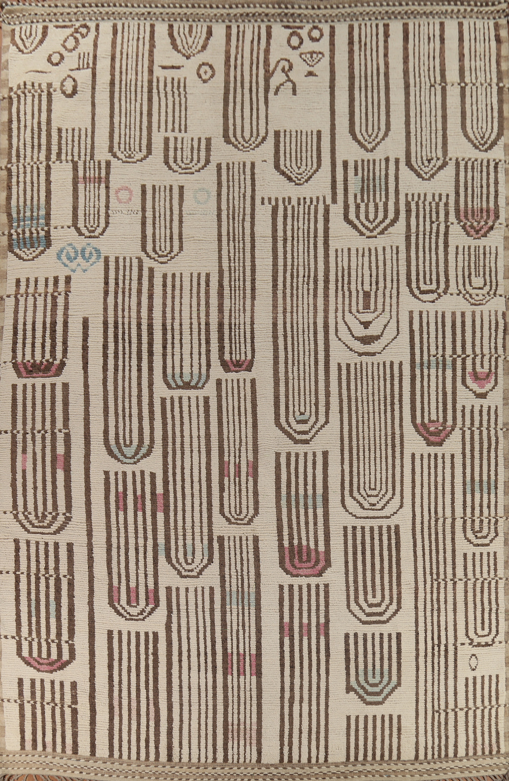 All-Over Ivory Moroccan Modern Large Rug 11x16 Wool Handmade Dining Room Carpet gallery