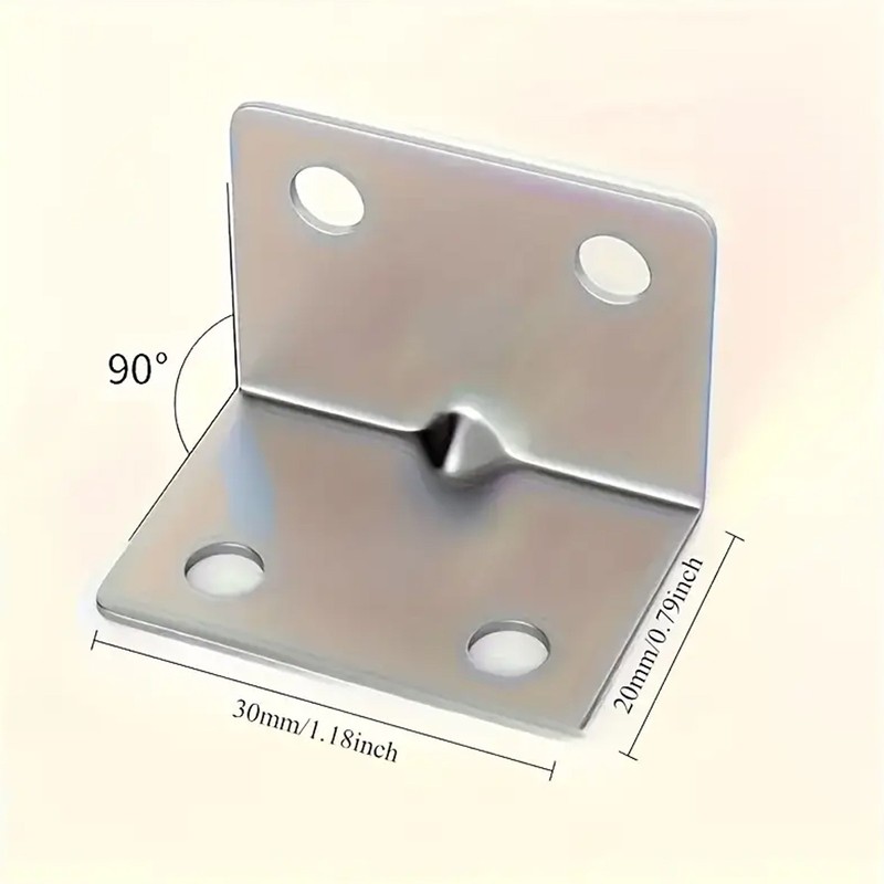 Stainless Steel L-Shaped Bracket Corner Brace 0.79in 90 Degree Angle Corner Lot gallery