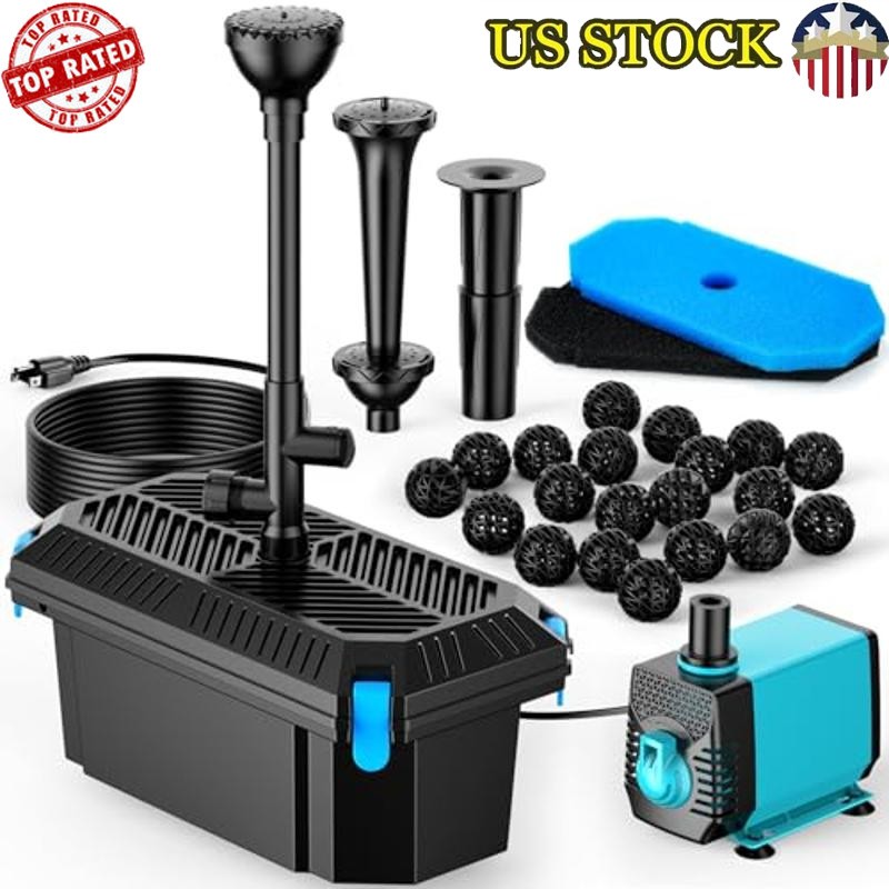 660 GPH Pond Filter Kit W/ Pump & Fountain Easy Maintenance & Premium Materials gallery