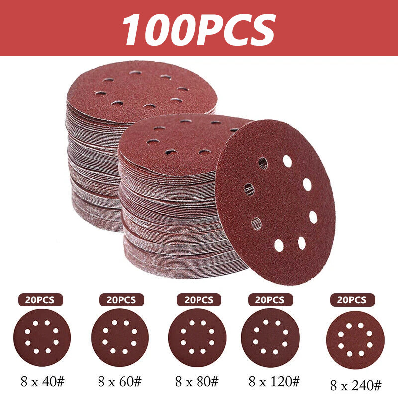 5inch 8-Hole Hook Loop Sanding Discs 40-240 Grit Orbital Sandpaper gallery