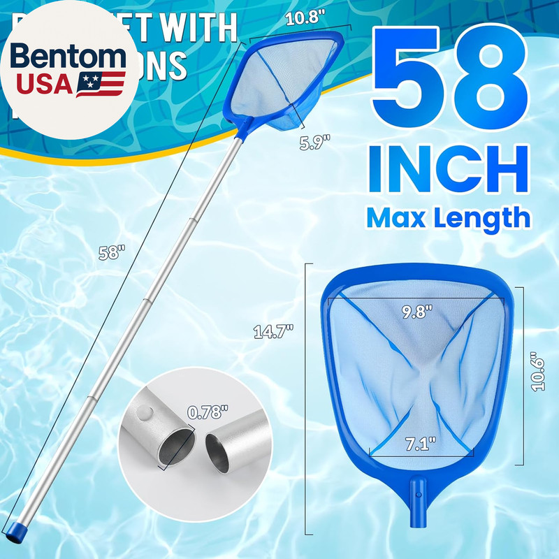 Pool Skimmer Net, Deep Pool Leaf Net with Reinforced Frame, Large Capacity Rake gallery