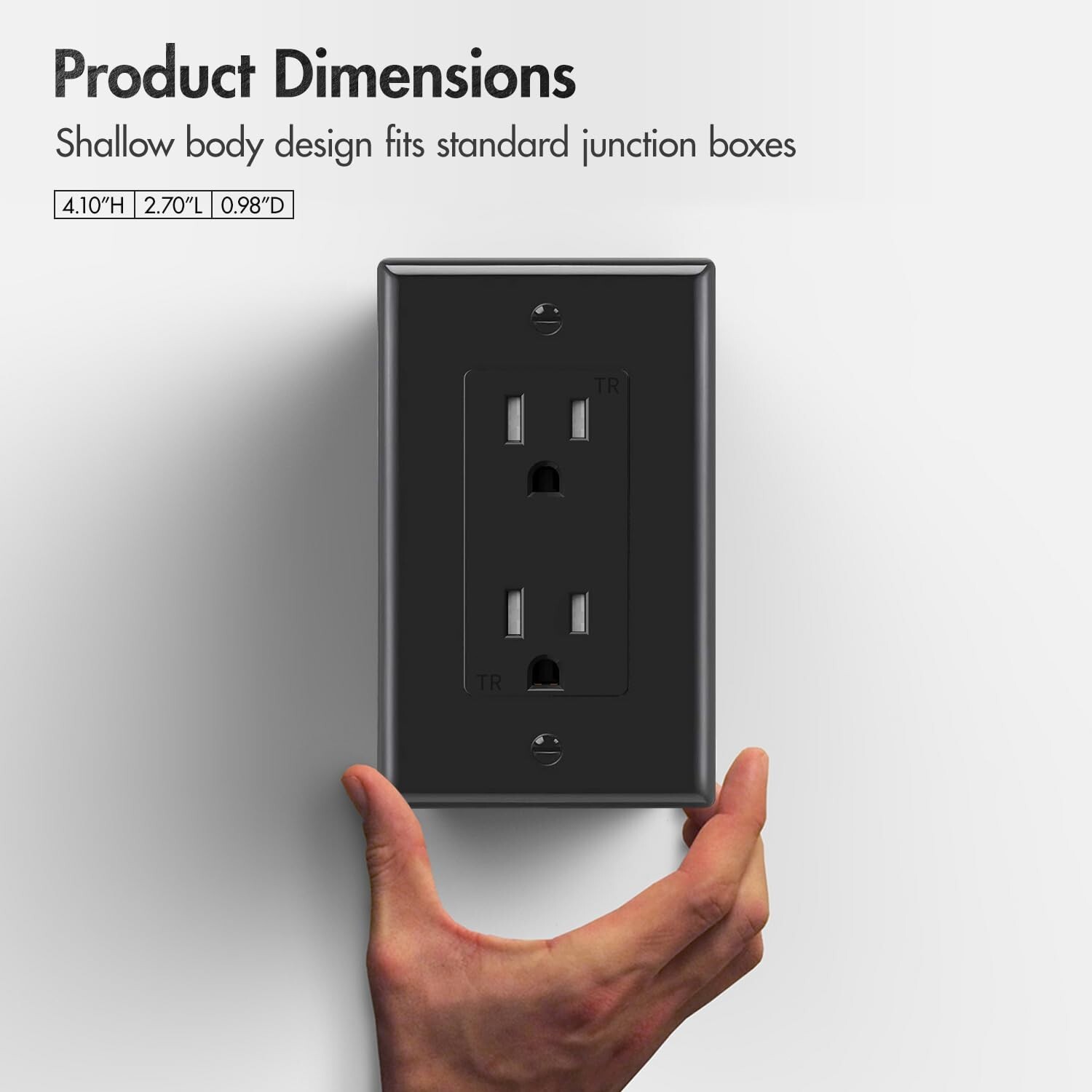 10Pack Black Outlet Socket, Decora Duplex Receptacle 15 Amp, 125 Volt With plate gallery
