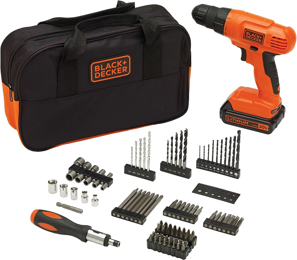 20V MAX* POWERCONNECT Cordless Drill Kit + 100 Pc. Kit (BDC120VA100), Orange