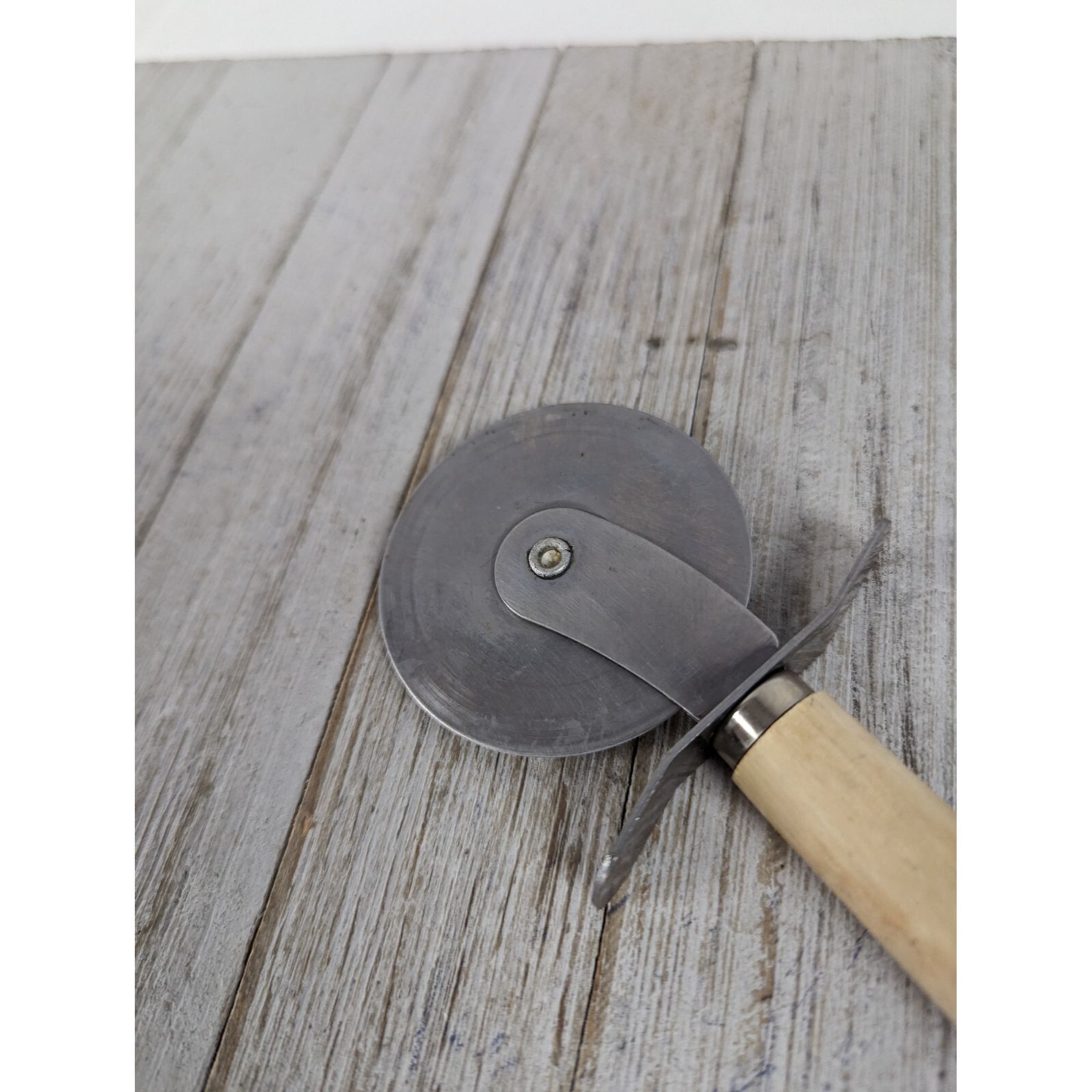 Sassafras Pizza Cutter Blade 2 3/8" Diameter 7" Stainless Steel Wood handle gallery