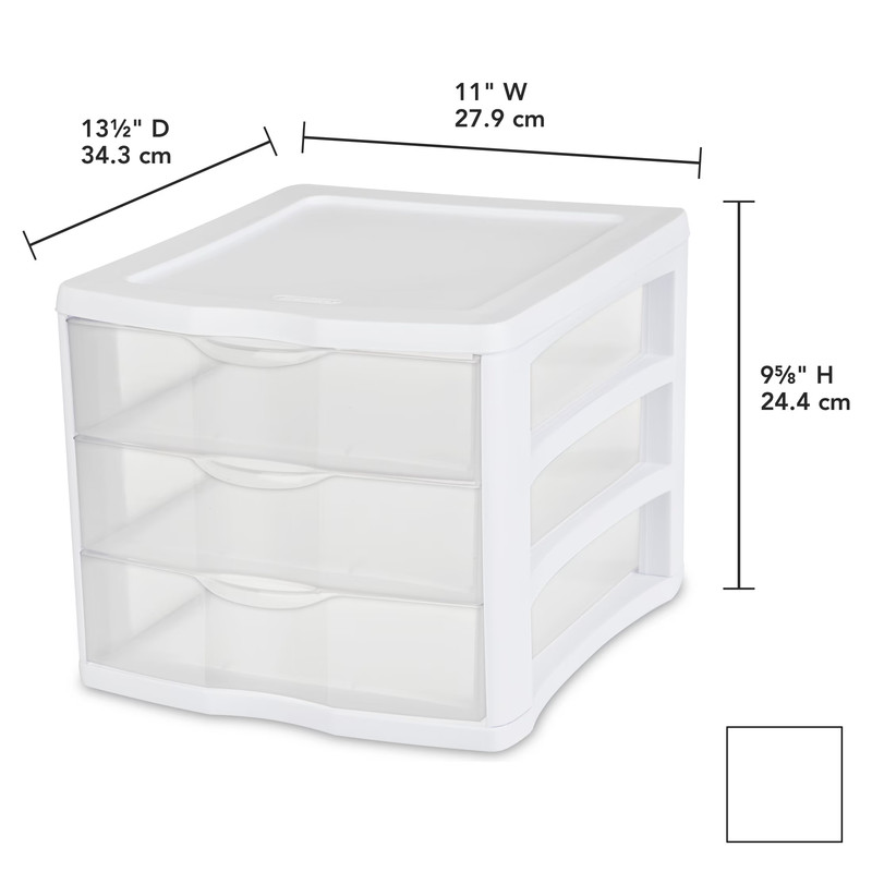 Sterilite 3 Drawer Unit, Clear Plastic Countertop or Desktop Storage Drawers, Wh gallery