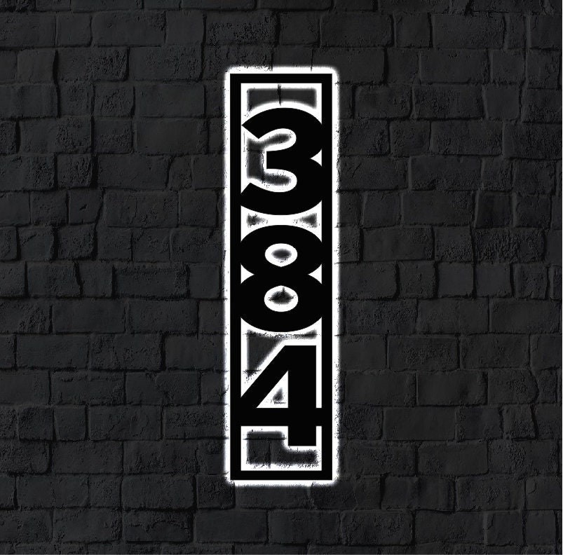 Personalized Vertical LED Address Sign Modern House Number Plaque Outdoor Decor gallery