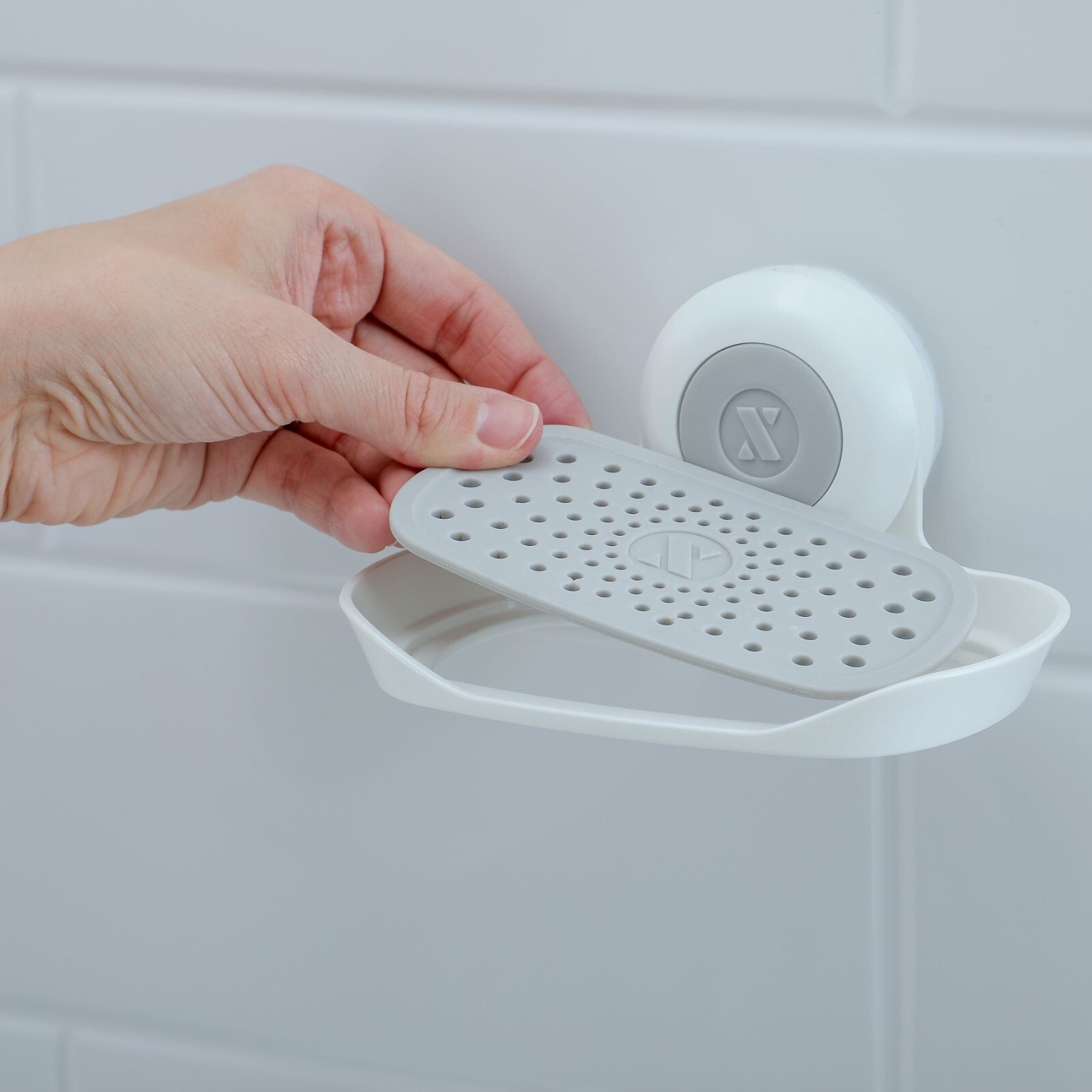 SlipX Solutions Patented Strong Hold Suction Soap Saver in White gallery