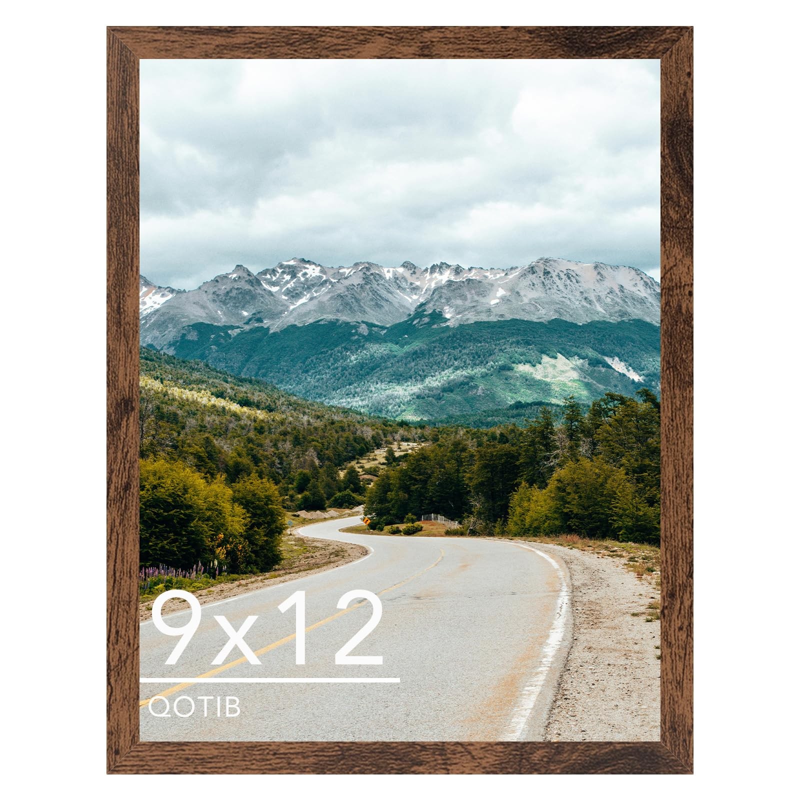 QOTIB 9x12 Picture Frame Deep Brown for Wall Hanging or inch, gallery