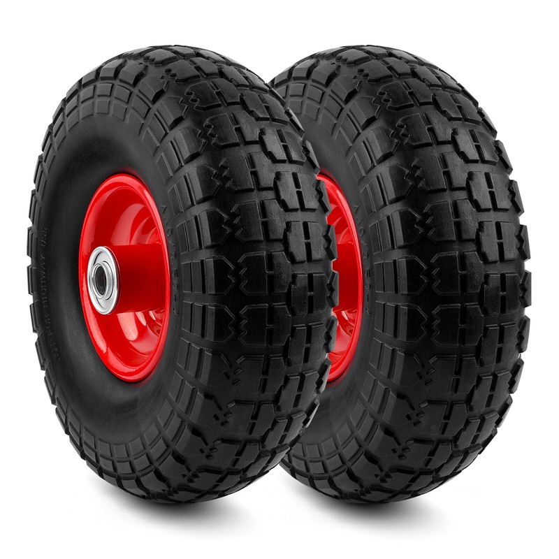 10" Solid Rubber Tire Wheels Flat Free Tires 4.10/3 Truck Trolley gallery