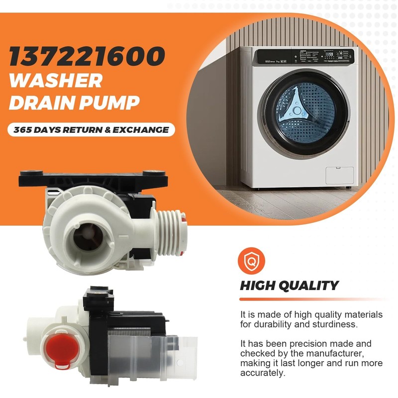 Washer Drain Pump Replacement for Kenmore Frigidaire - 365 Days Warranty, Fits M gallery