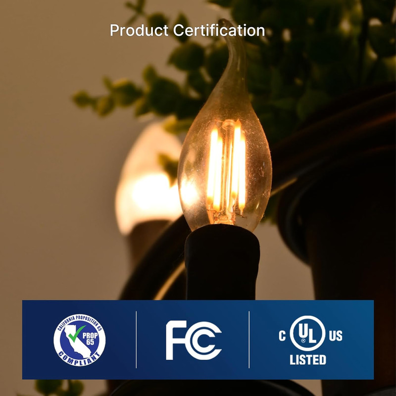 LED 60 Watts Equivalent Chandelier Light Bulbs, CA11 Dimmable Filament Clear LED gallery