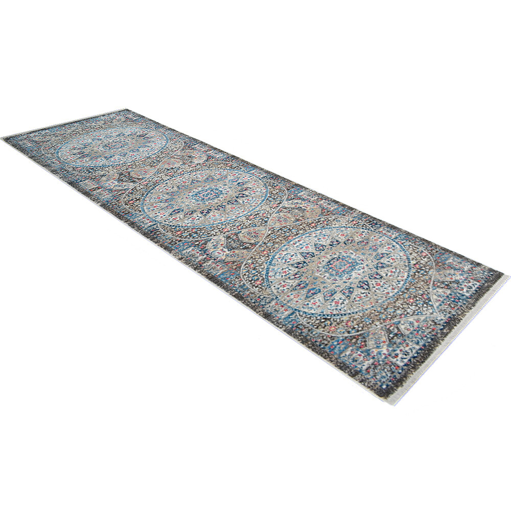 Machine Woven Cross Weave Polyester 2'6x9'10 Runner Area Rug Oriental Multicolor gallery