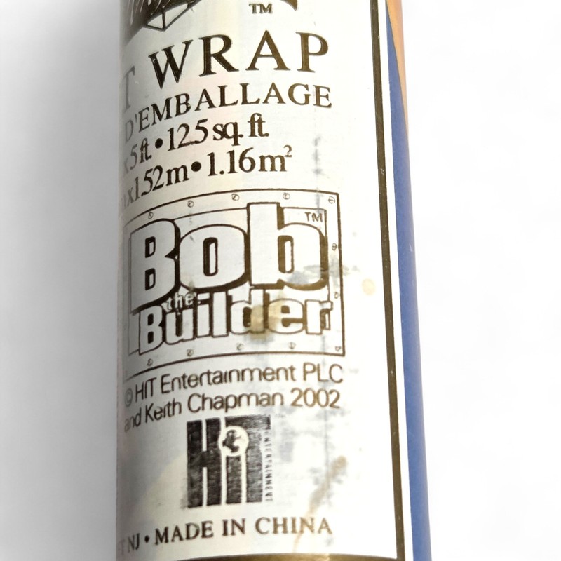 Bob The Builder Gift Wrap Wrapping Paper Roll Vintage Y2K 2002 25X5 Feet SEALED gallery