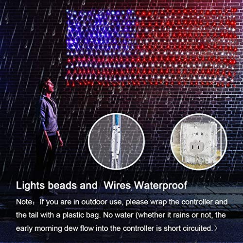 American Flag Lights with 420 Super Bright LEDs,Waterproof Plug in flag light gallery