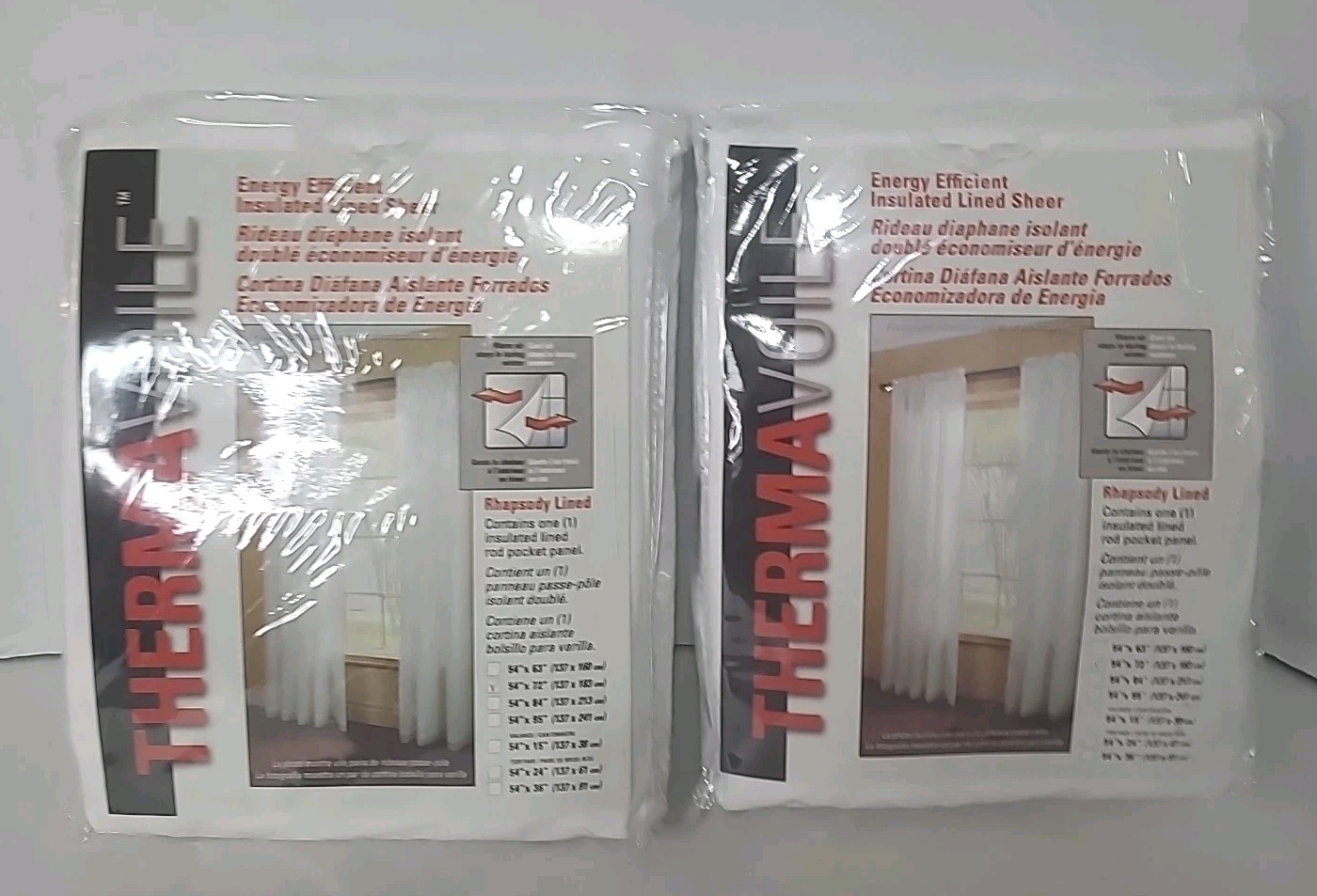 2 Panels Thermavoile Rod Pocket Rhapsody Lined Energy Efficient 54"X72" / White gallery