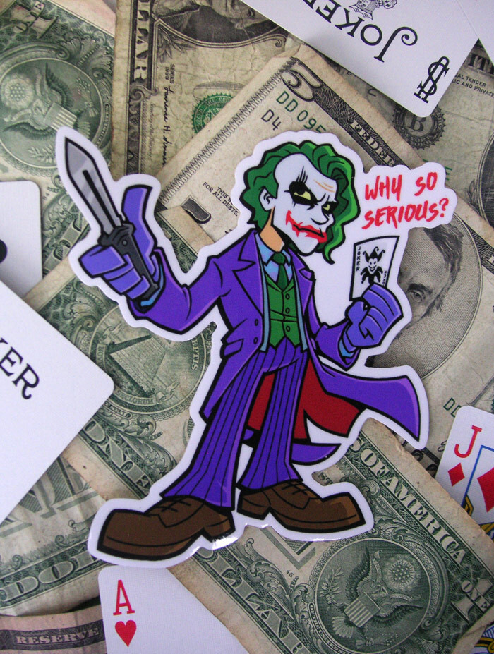 Joker Vinyl Sticker Heath Ledger Dark Knight Skateboard Batman DC Comics Decal gallery