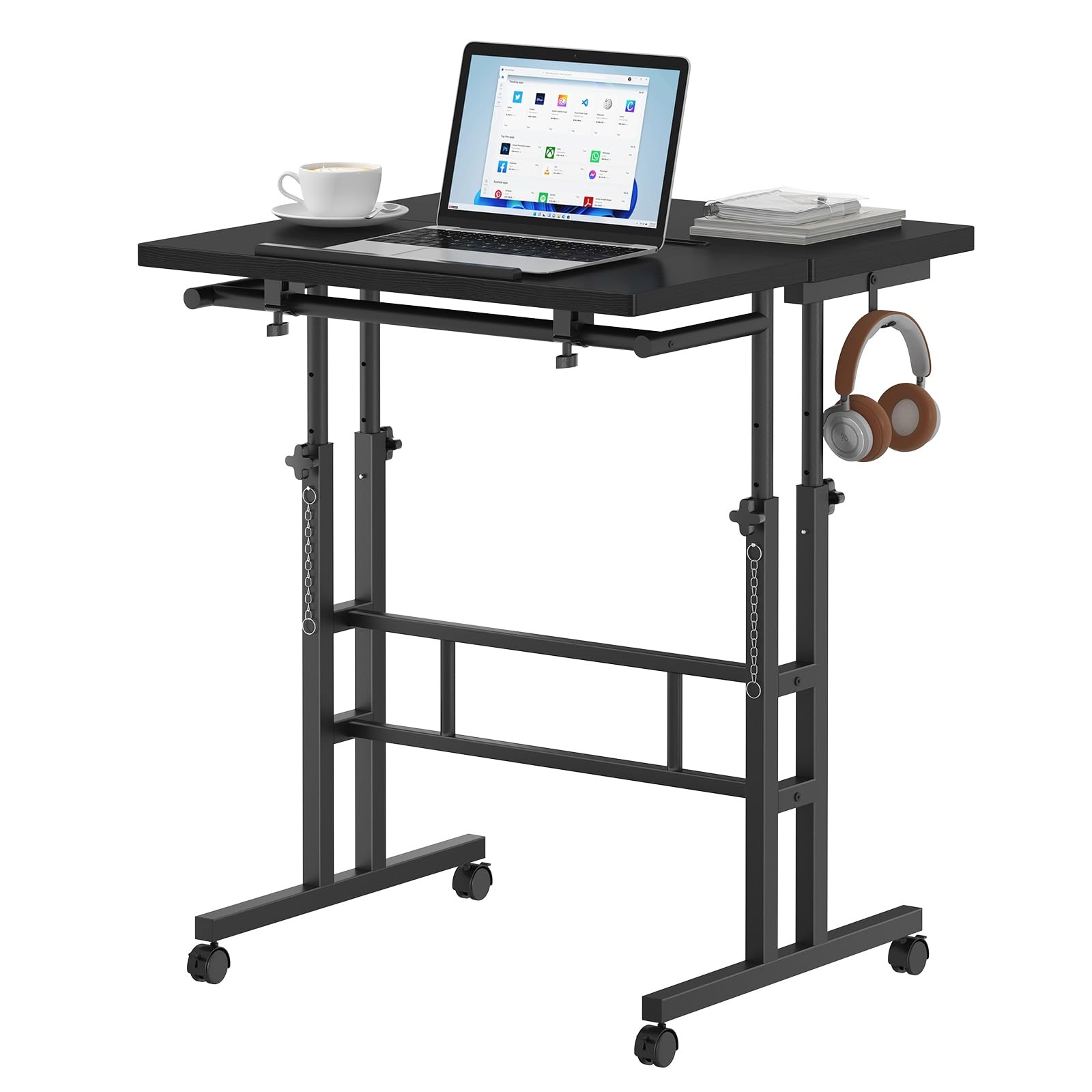 Split Top Rolling Standing Desk 23.6 Inch Mobile Manual Adjustable Height Desk gallery