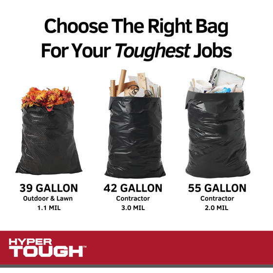 Hyper Tough 39-Gallon Drawstring Outdoor & Lawn Trash Bags, 1.1 MIL, 30 Bags gallery
