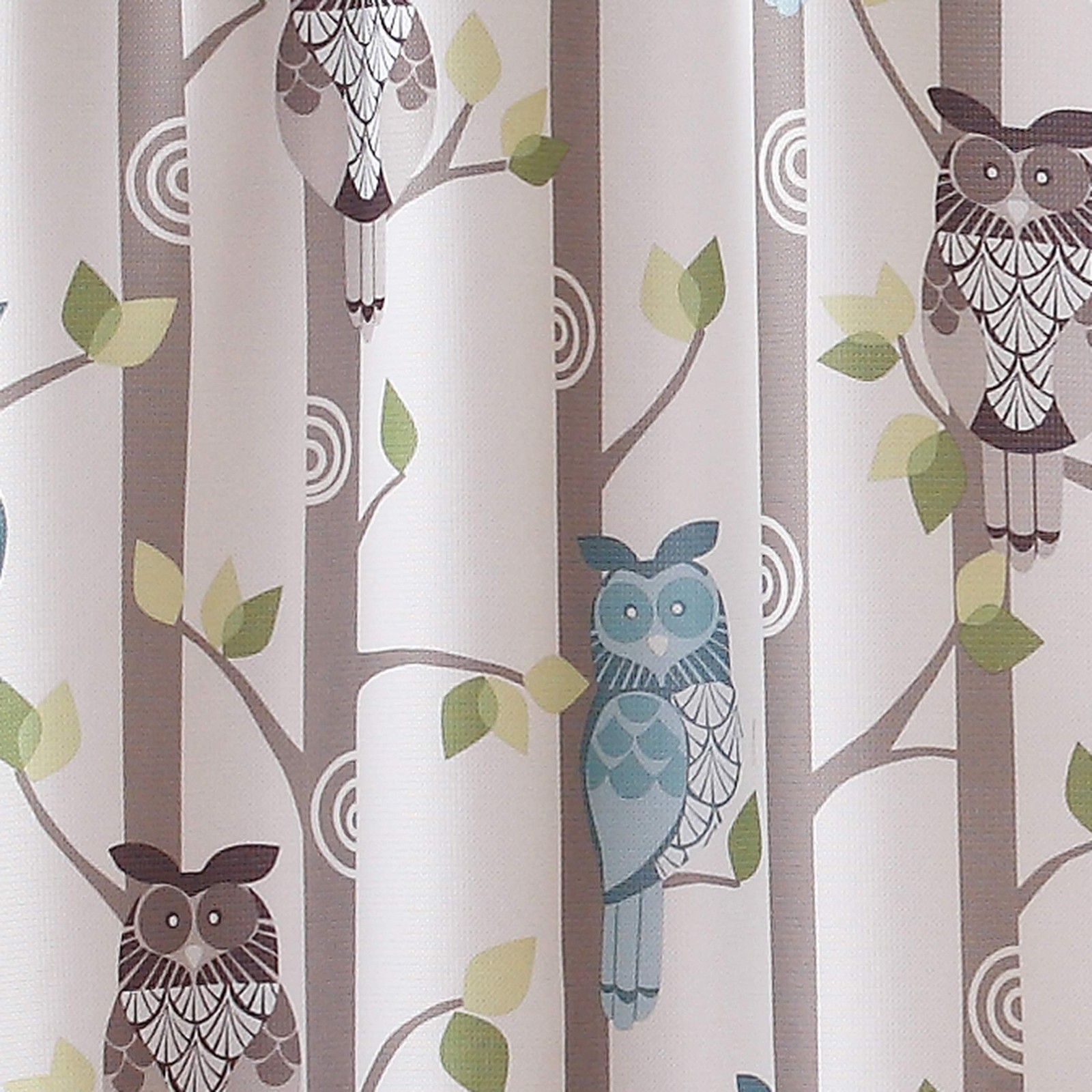 Hoot Owl Print Semi-Sheer Rod Pocket Kitchen Curtain Tier Pair, 56" x 36", Mocha gallery