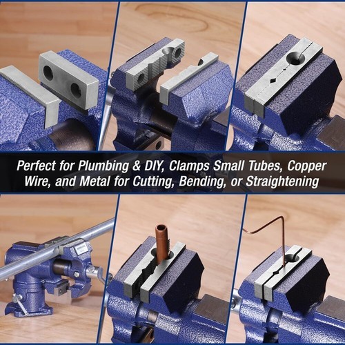 WORKPRO Portable Dual Jaws Table Vises 2.5"&1.5" 360° Swivel Clamp-On Bench Vise gallery
