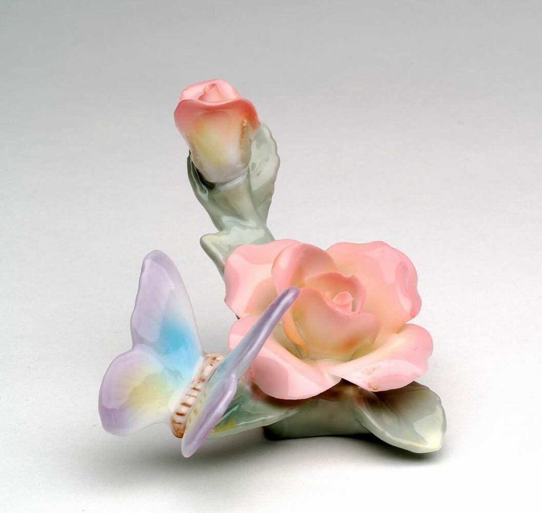 Ceramic Butterfly With Rose Figurine, Home Décor, Gift for Her, Gift for Mom, Na gallery