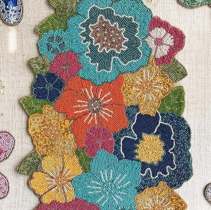 Indian Handcrafted multicolor beaded table runner 13x36 inch pack of 1 gallery