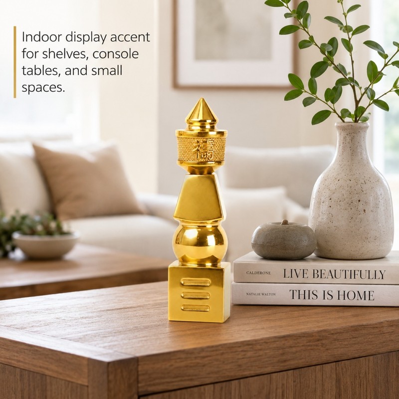 Five Element Pagoda Statue 6 Inch Brass Tabletop Feng Shui Gold Decor Figurine gallery
