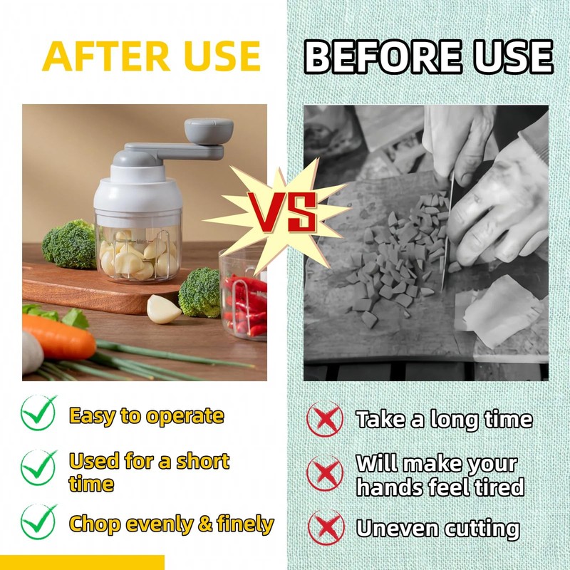 Multi-Functional Manual Food Processor Vegetable Chopper, Hand-Powered handle... gallery