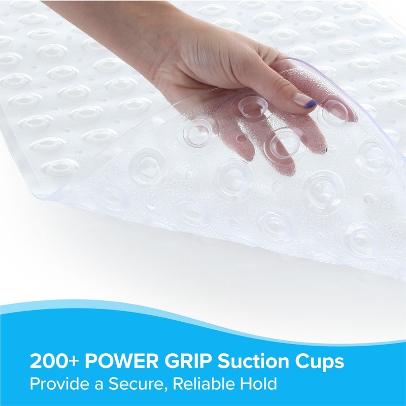 SlipX Solutions Extra Long Bath Mat: 39" Clear Bathtub Mat with Suction Cups gallery
