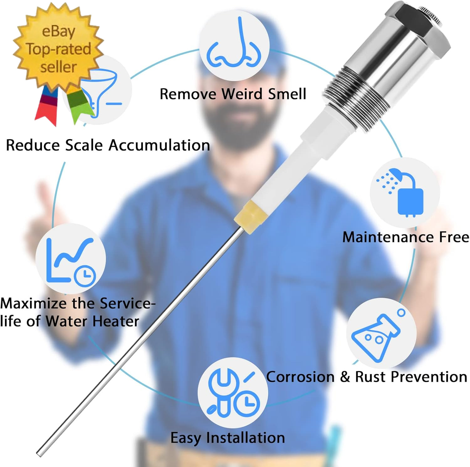 Powered Anode Rod for Hot Water Heater, Stops Corrosion Eliminates Rotten Egg gallery